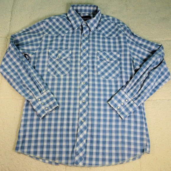 Wrangler Western Pearl Snap L/S Shirt Large - Picture 1 of 5